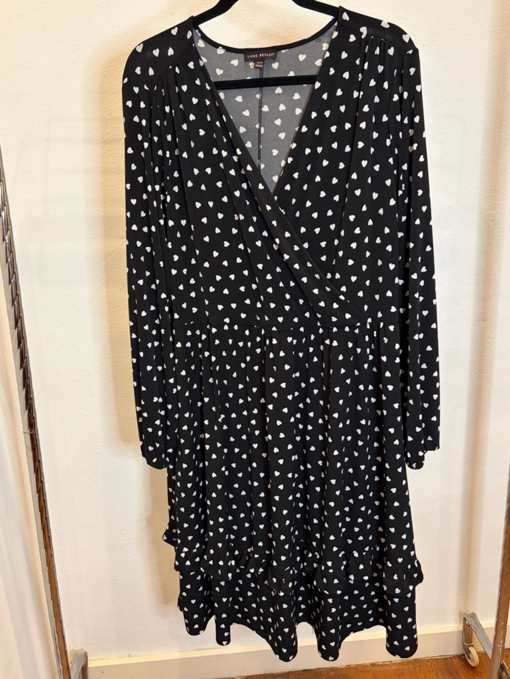 Lane Bryant Black Dress with White Heart Print